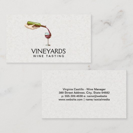 Oude wijnfles schenken visitekaartje (Voorkant / Achterkant)