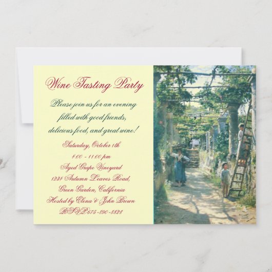 OUDE WIJNGAARD OOGST WIJNPROEVERIJ FEESTJE KAART (Achterkant)