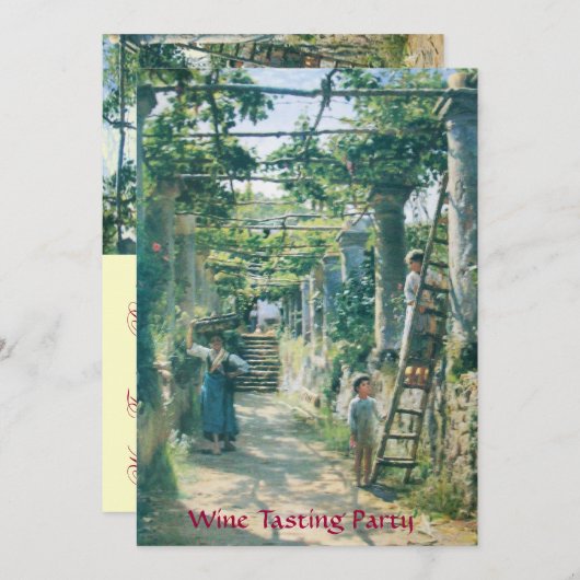 OUDE WIJNGAARD OOGST WIJNPROEVERIJ FEESTJE KAART (Voorkant / Achterkant)