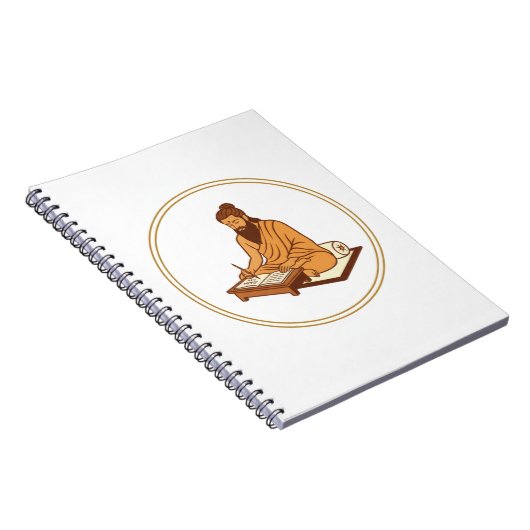 Oude Wijze Man Schrijft Heilige Teksten Notitieboek (Rechterzijde)