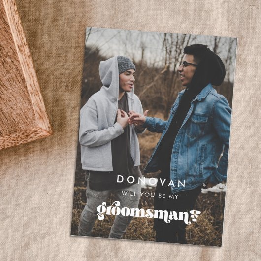Oude 'Wil je mijn bruidsjonker zijn' foto Kaart