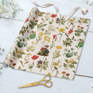 Oude Wilde Bloem Patroon Cadeaupapier
