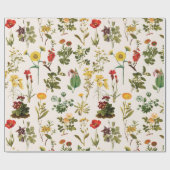Oude Wilde Bloem Patroon Cadeaupapier (Vlak)