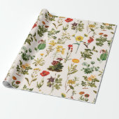Oude Wilde Bloem Patroon Cadeaupapier (Uitgerold)