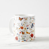 Oude Wilde Bloem Vlinder Bloemendesign Koffiemok (Voorkant links)