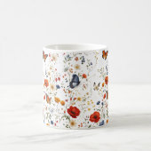 Oude Wilde Bloem Vlinder Bloemendesign Koffiemok (Center)