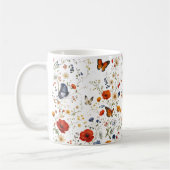 Oude Wilde Bloem Vlinder Bloemendesign Koffiemok (Links)
