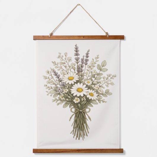 Oude Wilde Bloemen Boeket Hangend Wandkleed (Voorkant)