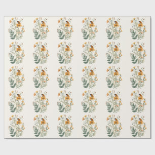 Oude wilde bloemen en lieveheersbeestje botanisch  cadeaupapier