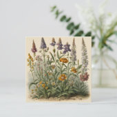 Oude wilde bloemen  kaart (Staand voorkant)