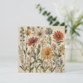 Oude wilde bloemen kaart (Staand voorkant)