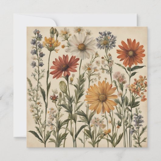 Oude wilde bloemen kaart (Voorkant)