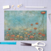 Oude wilde bloemen klaprozen landschap tissuepapier (Craft)