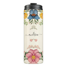 Oude wilde bloemen, naam in zwarte script letterty