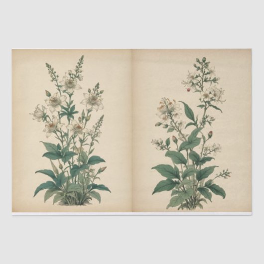 Oude Wilde Bloemen Print Tissuepapier (Voorkant)