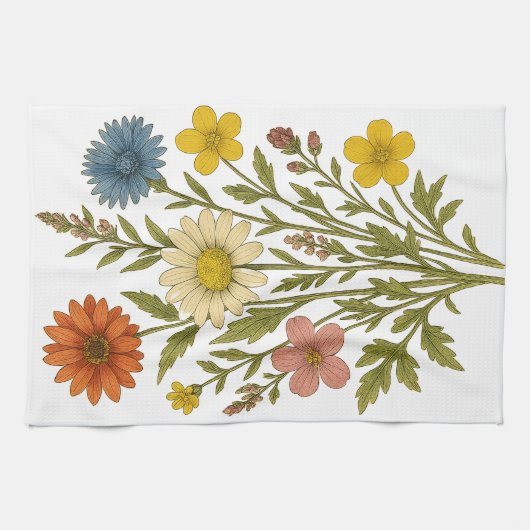 Oude Wilde Bloemen Theedoek (Horizontaal)