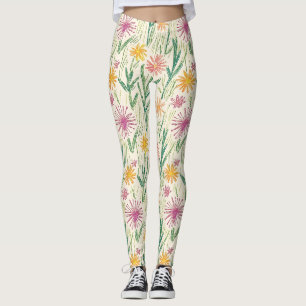 Oude Wilde Bloemenschets (10) Leggings