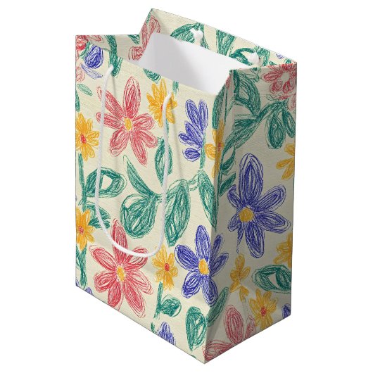 Oude Wilde Bloemenschets (1) Medium Cadeauzakje (Voorkant Gekanteld)