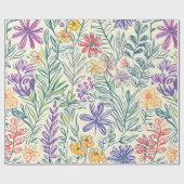 Oude Wilde Bloemenschets (2) Cadeaupapier (Vlak)