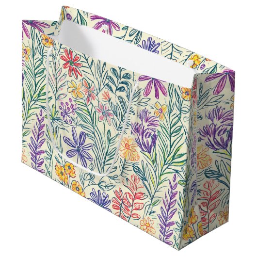 Oude Wilde Bloemenschets (2) Groot Cadeauzakje (Voorkant Gekanteld)