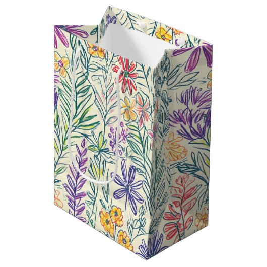 Oude Wilde Bloemenschets (2) Medium Cadeauzakje (Voorkant Gekanteld)