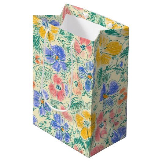 Oude Wilde Bloemenschets (3) Medium Cadeauzakje (Voorkant Gekanteld)