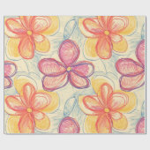 Oude Wilde Bloemenschets (4) Cadeaupapier (Vlak)