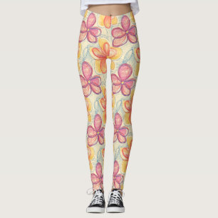 Oude Wilde Bloemenschets (4) Leggings