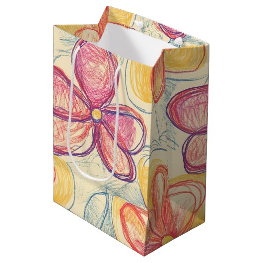 Oude Wilde Bloemenschets (4) Medium Cadeauzakje (Voorkant Gekanteld)