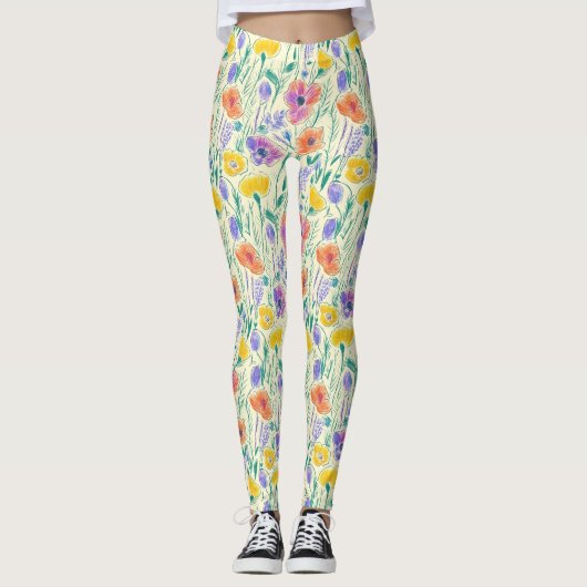 Oude Wilde Bloemenschets (6) Leggings (Voorkant)
