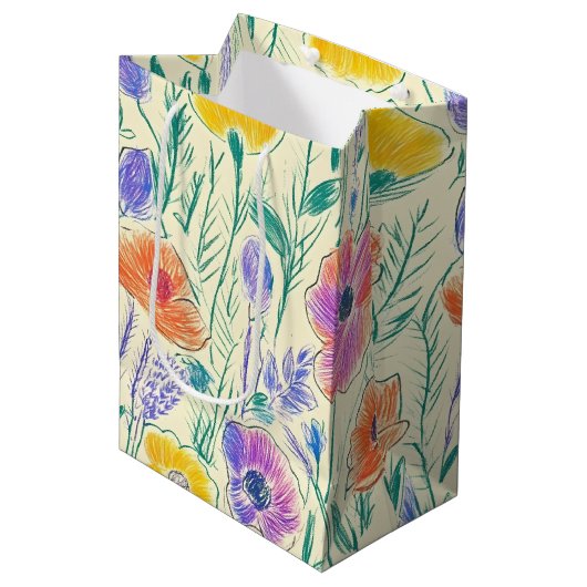 Oude Wilde Bloemenschets (6) Medium Cadeauzakje (Voorkant Gekanteld)