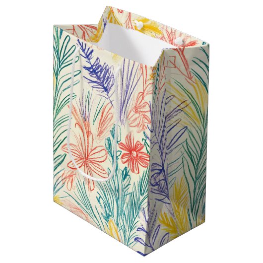 Oude Wilde Bloemenschets (7) Medium Cadeauzakje (Voorkant Gekanteld)
