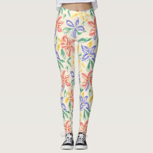 Oude Wilde Bloemenschets (8) Leggings