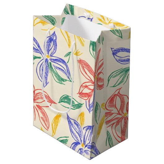 Oude Wilde Bloemenschets (8) Medium Cadeauzakje (Voorkant Gekanteld)