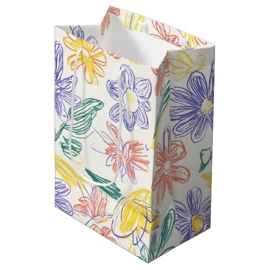 Oude Wilde Bloemenschets (9) Medium Cadeauzakje (Voorkant Gekanteld)