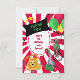 Oude Wilde Circus Dieren Primair Kleuren Bedankkaart