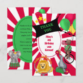 Oude Wilde Circus Dieren Primair Kleuren Bedankkaart (Voorkant / Achterkant)