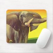 Oude wilde dieren, Afrikaanse olifant bij zonsonde Muismat (Met muis)