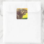 Oude wilde dieren, Afrikaanse olifant bij zonsonde Vierkante Sticker (Tas)