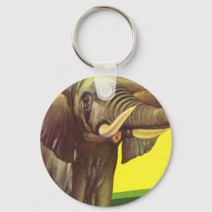 Oude wilde dieren, Afrikaanse olifant met zonsonde Sleutelhanger