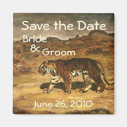 Oude wilde dieren Tijgers, Save the Date! Magneet (Voorkant)
