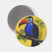 Oude wilde dieren vogels, tropische toekan in boom magneet (Voorkant / Achterkant)