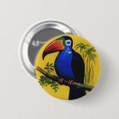 Oude wilde dieren vogels, tropische toekan in boom ronde button 5,7 cm (Voorkant /achterkant)