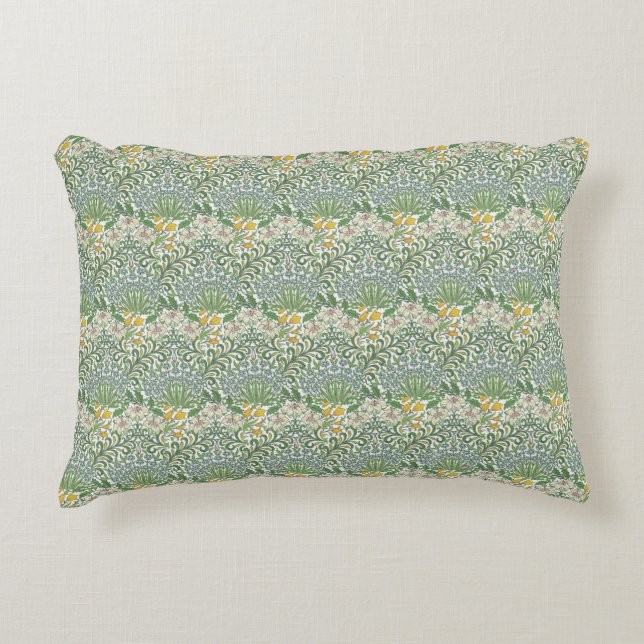 Oude William Morris Bloemen Tuin Behang Accent Kussen (Voorkant)