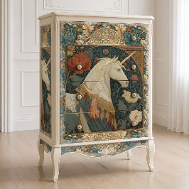 Oude William Morris Geïnspireerde Eenhoorn Bloemmo Tissuepapier