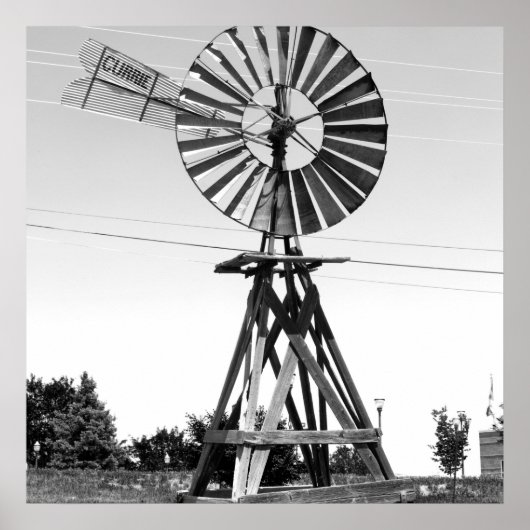 Oude Windmill Black White Photography Farmhouse Ar Poster (Voorkant)