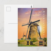 Oude windmolen in Nederland voor iedereen Jigzaag  Briefkaart (Voorkant / Achterkant)