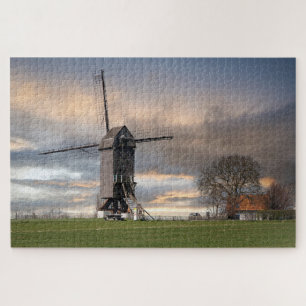 Oude windmolen veld België windmolen houten Europa Legpuzzel