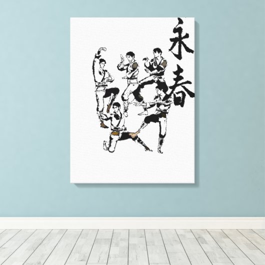 Oude Wing Chun Kung Fu Scroll Verpakt Canvas (Insitu (Houten vloer))