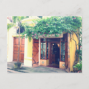 Oude  winkel Franse kolonie Pondicherry India Briefkaart
